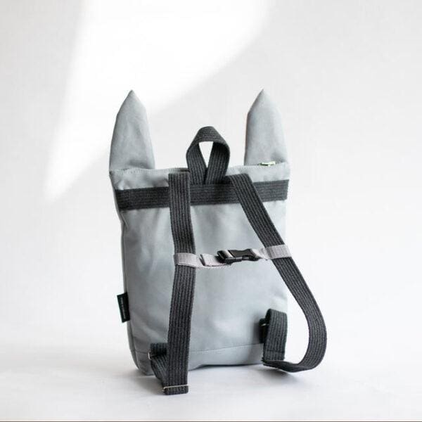 Kids backpack Bunny with gray color and bunny ear design for children.