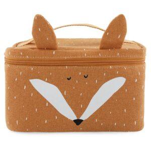 Cute fox-themed thermal lunch bag with ears and face design for kids.