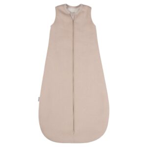 Beige baby sleeping bag for 6-24 months, 2.5 TOG warmth, front zipper.