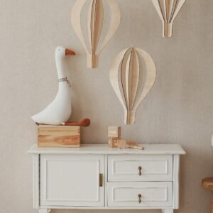 3D Wooden Ceiling Decoration - Set of 3 Hot Air Baloons