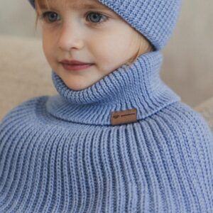 Winter Merino Wool Tube Scarf for Kids - Sky Blue